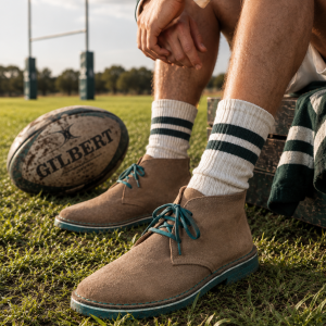 suede vellie with greensole and greenlaces
