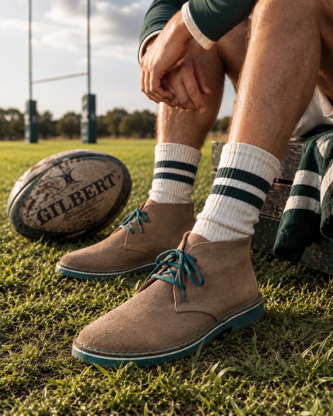 suede vellie with greensole and greenlaces